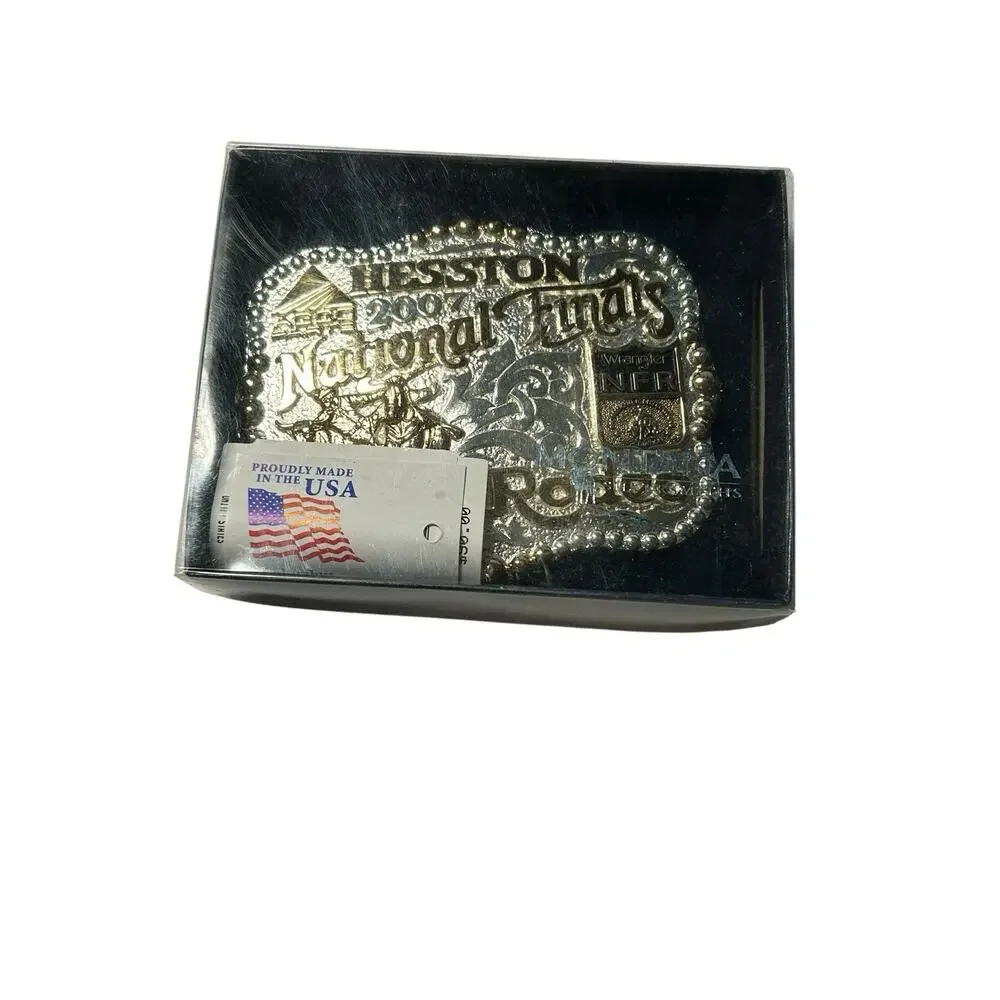 2007 Hesston Wrangler National Finals Rodeo Montana Silversmiths Buckle USA MADE